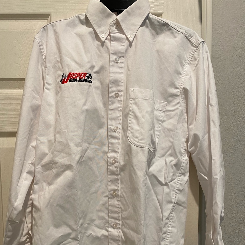 Vintage 90’s Jasper engines racing button down shirt NHRA Chevy Ford JEGS